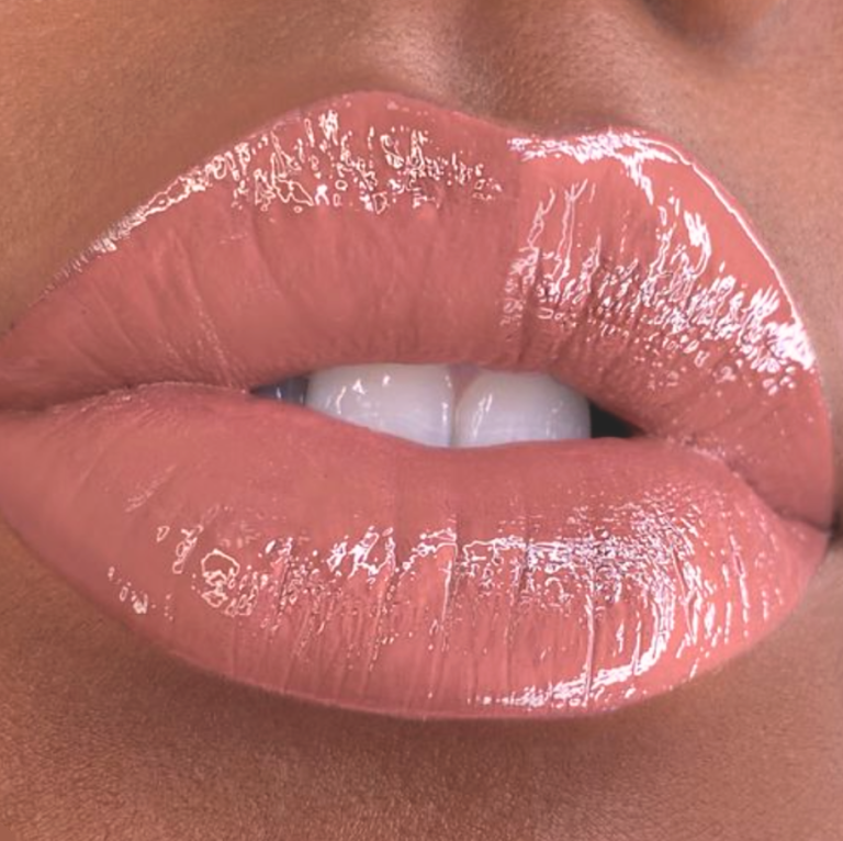 Coloral Pink Nude Glossy Lip Colour on Medium Colour Skin